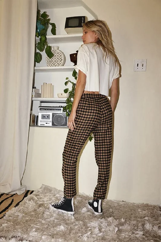 Bishop Tan Checkered Cropped Trousers