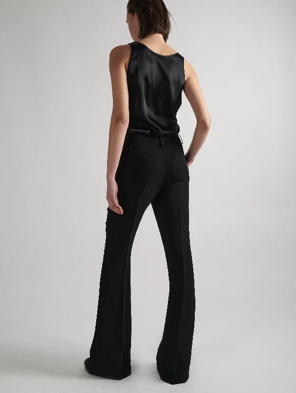 Black crepe bootleg trousers