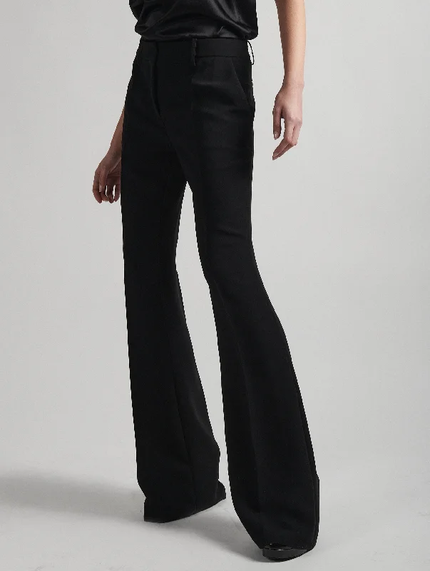 Black crepe bootleg trousers