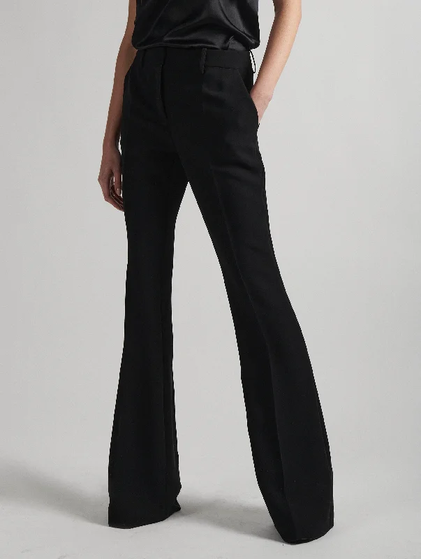 Black crepe bootleg trousers