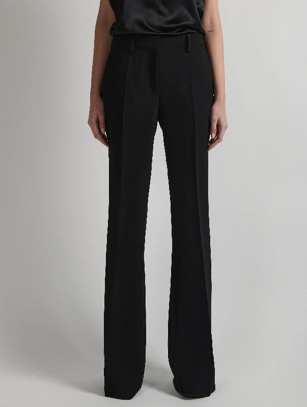 Black crepe bootleg trousers