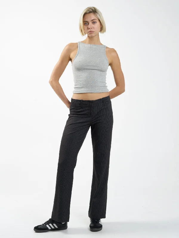 Brit Pinstripe Pant - Charcoal