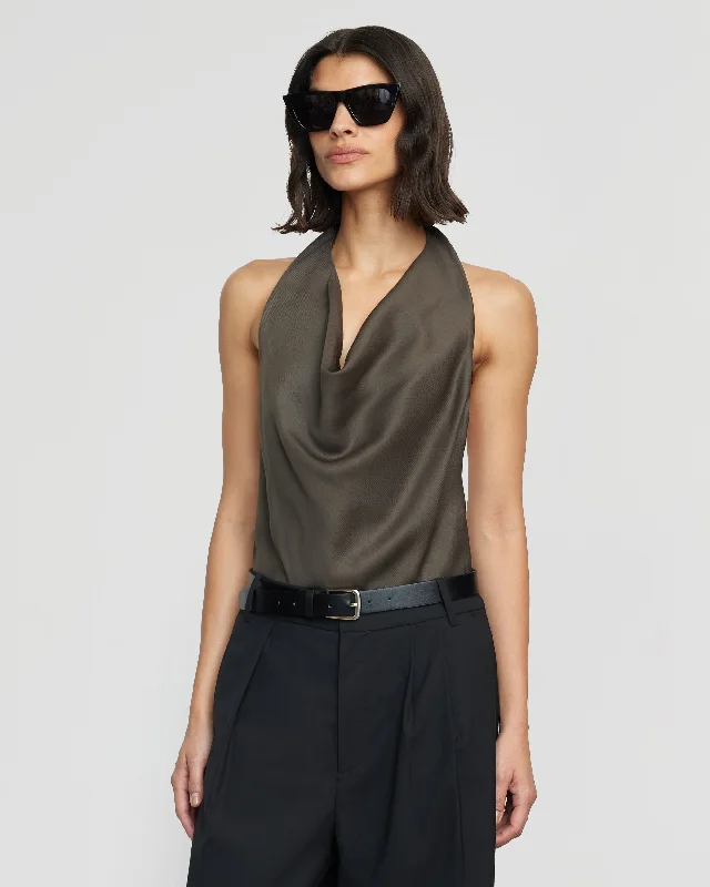 Chance Cowl-Neck Halter Blouse