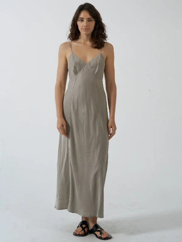 Chelsea Full Length Slip Dress - Stone Grey