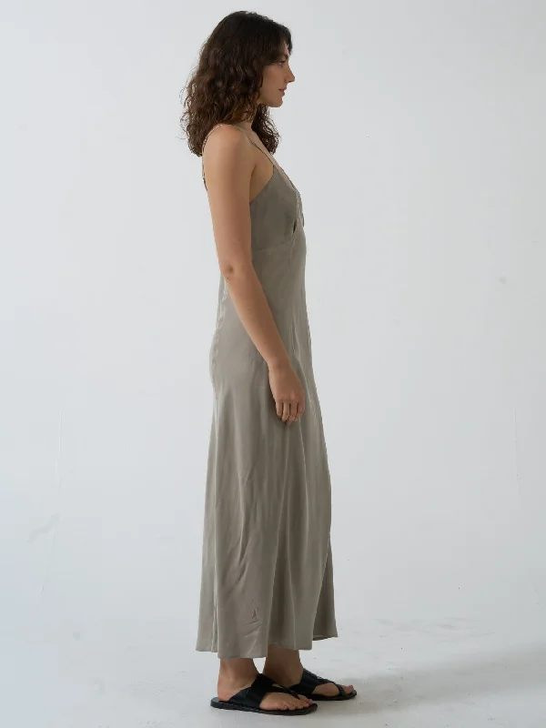 Chelsea Full Length Slip Dress - Stone Grey