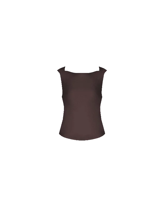 FIREBIRD COWL SLEEVELESS TOP ESPRESSO