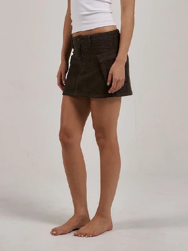 Lottie Cord Cargo Skirt - Tarmac