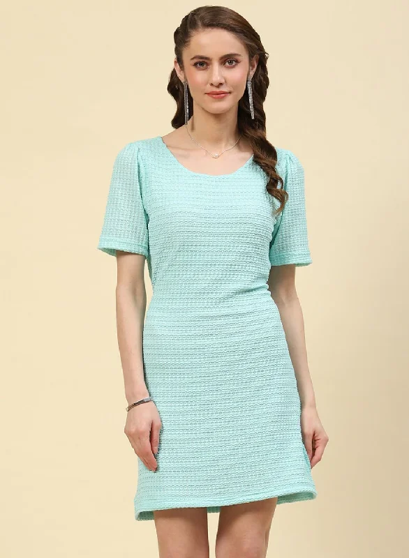 Women Blue Solid Dress