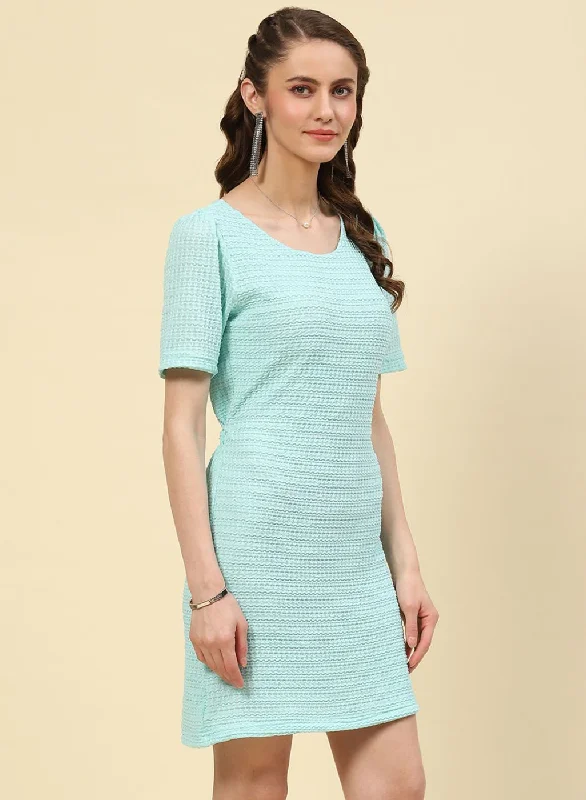 Women Blue Solid Dress