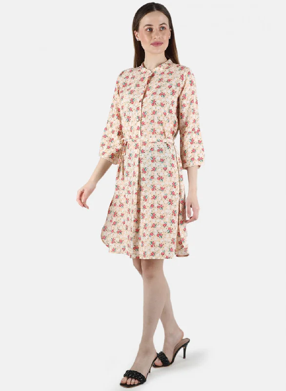 Women Peach Printed Dress