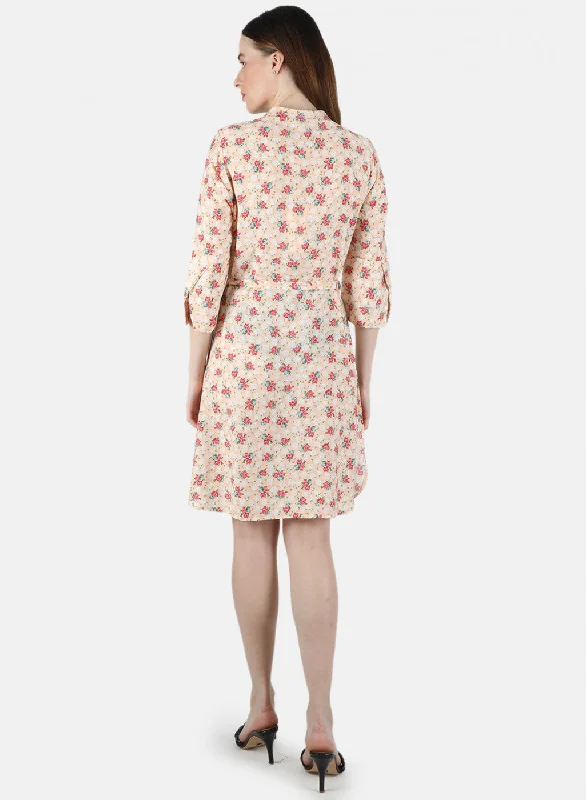 Women Peach Printed Dress