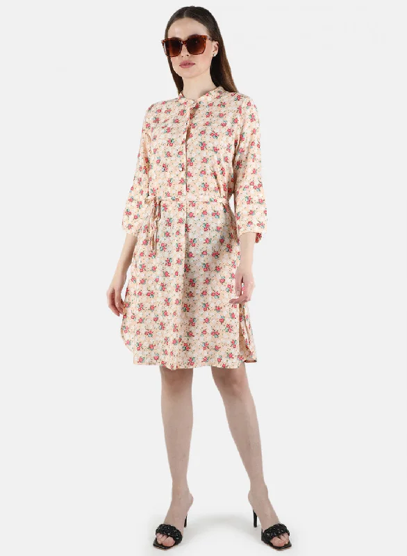 Women Peach Printed Dress