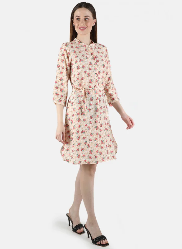 Women Peach Printed Dress