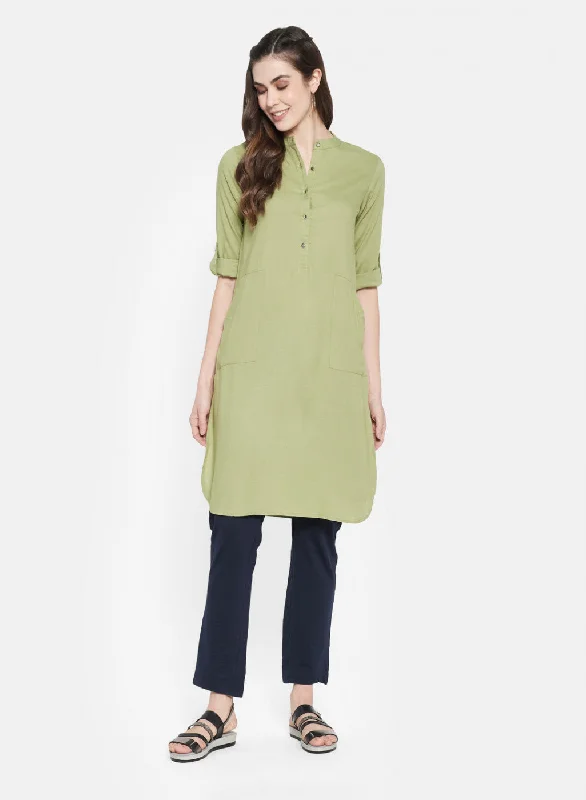 Womens Green Plain Tunic