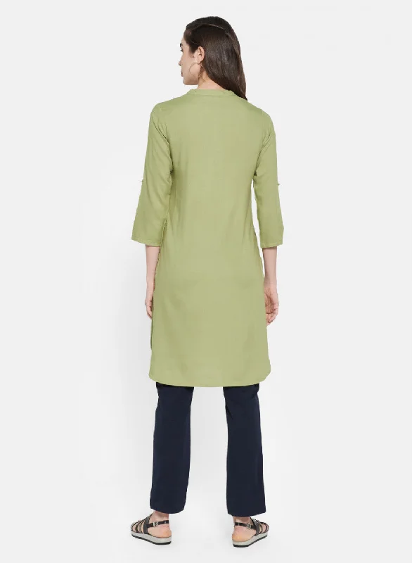 Womens Green Plain Tunic