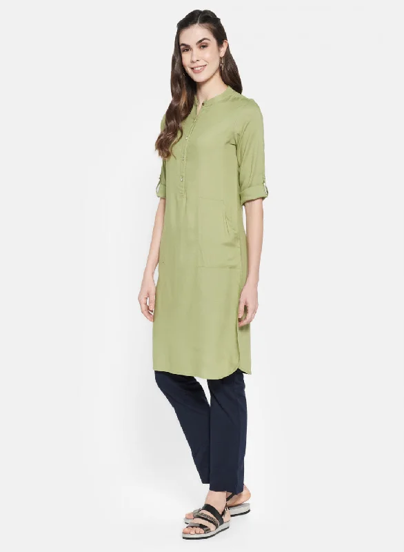 Womens Green Plain Tunic