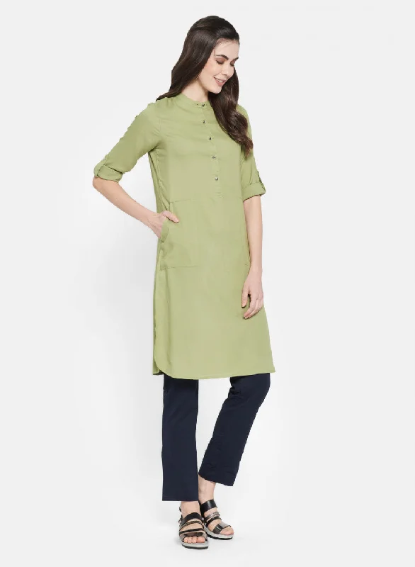 Womens Green Plain Tunic