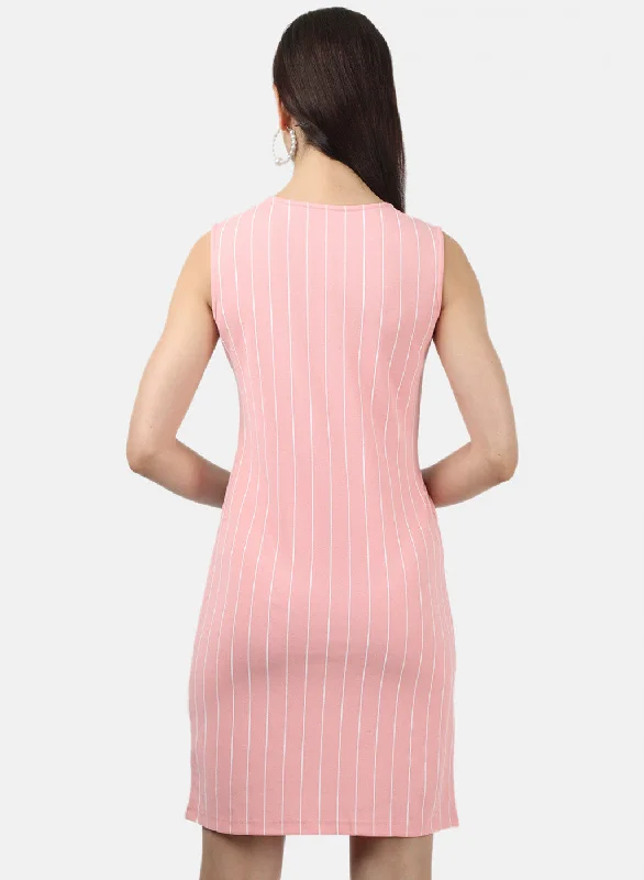 Womens Pink & White Stripe Dress