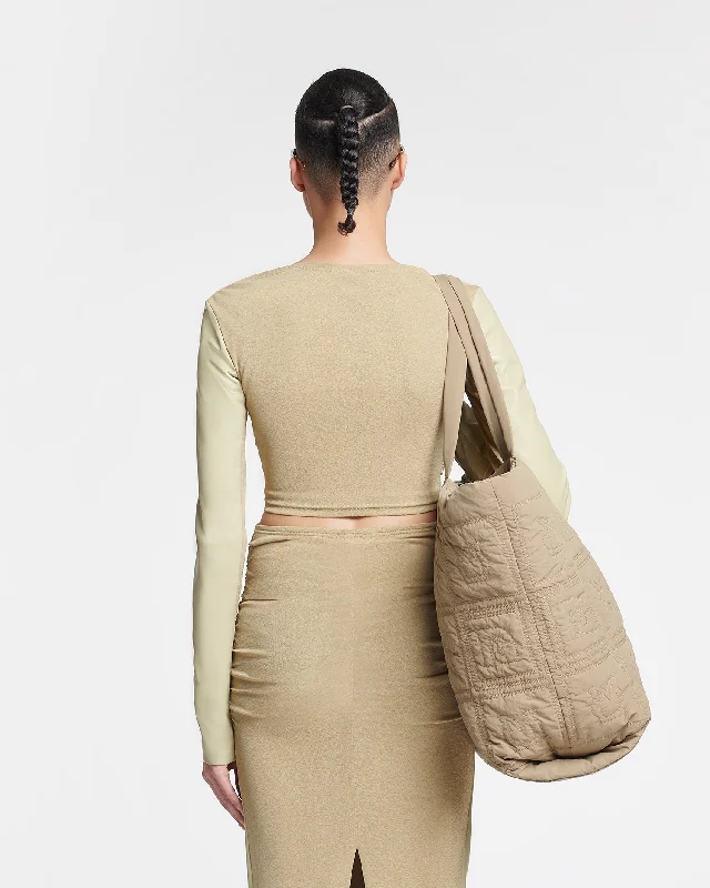 Maylah - Cropped Okobor™ Alt-Leather Top - Pale Olive