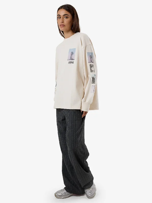 One Way Or Another Long Sleeve Oversized Tee - Heritage White