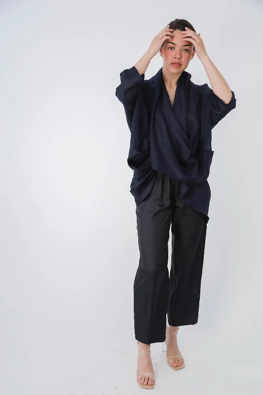 PAZ SILK TWILL NARROW LEG PANT IN BLACK