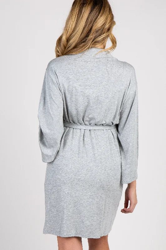 PinkBlush Heather Grey Delivery/Nursing Maternity Robe