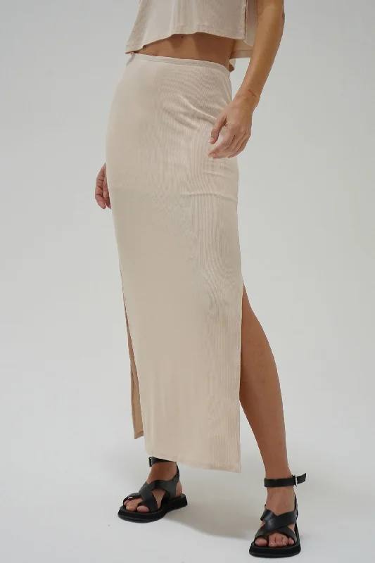 Steph Rib Skirt - Bone