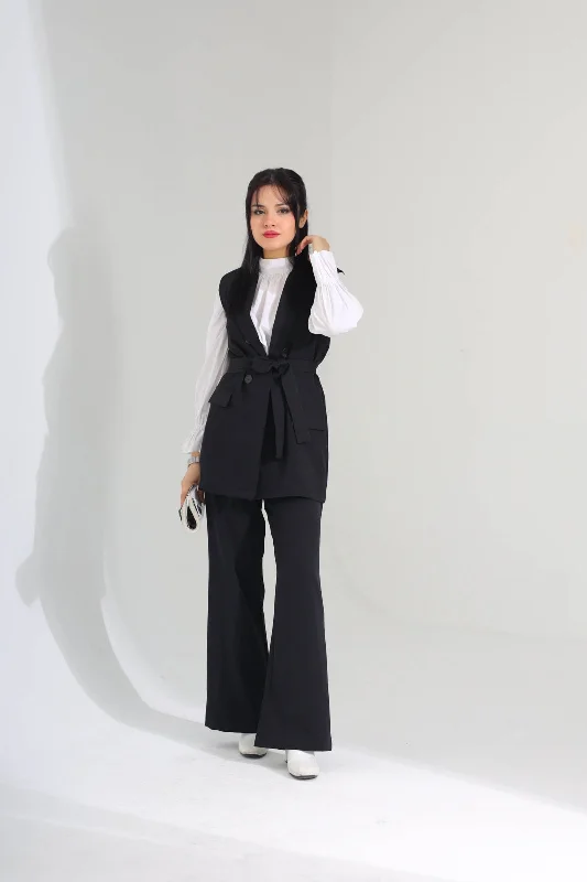 2pcs belted suit cut D