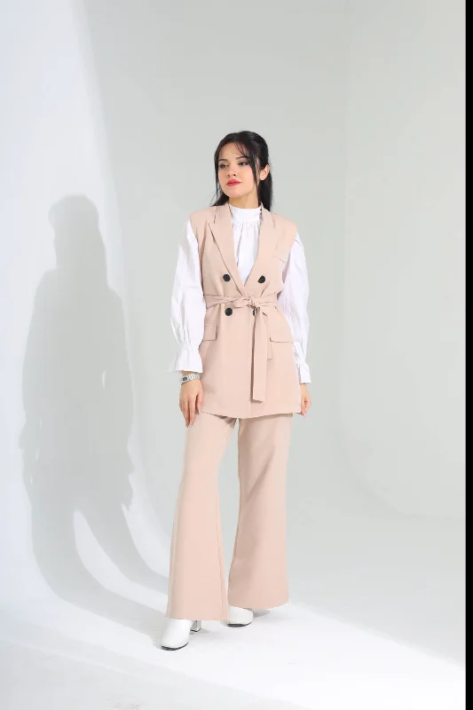 2pcs belted suit cut D