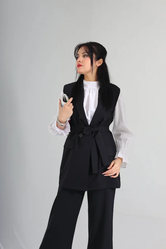 2pcs belted suit cut D