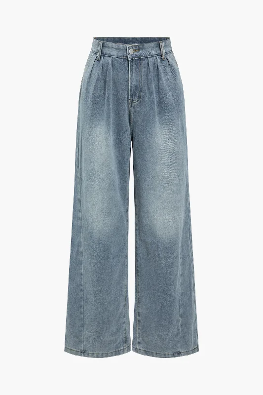 Faded Wide Leg Jeans