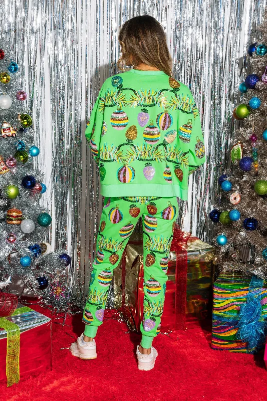 Neon Green Tinsel, Lights & Ornament Jogger