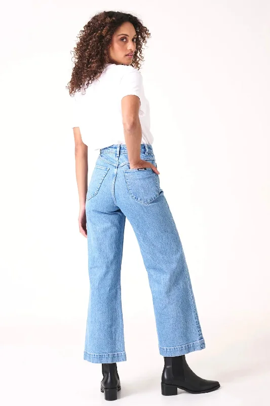 Sailor Lily Mid Blue Front Pocket Wide Leg Jean