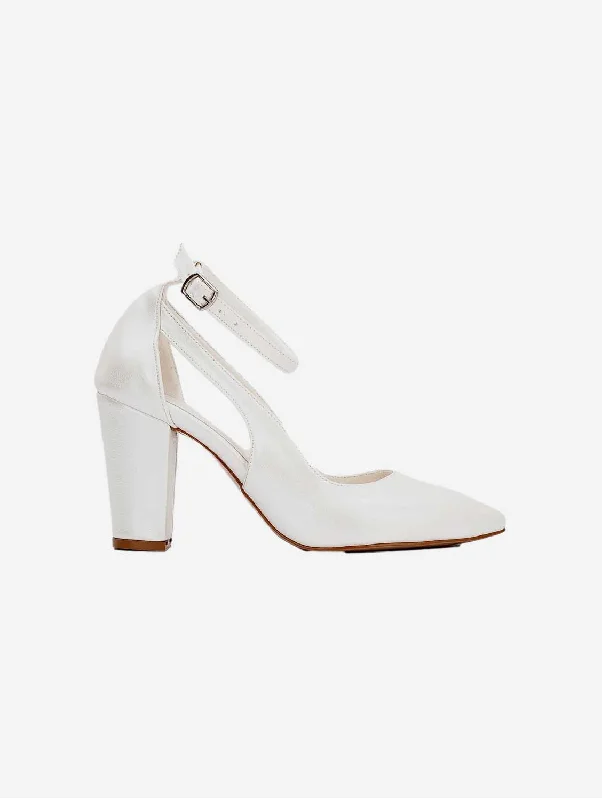 Camila Vegan Suede Wedding Heels | Ivory