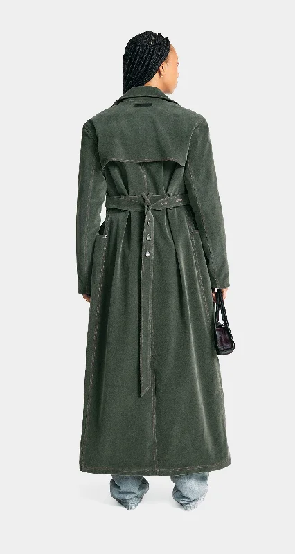 Green Miya Velvet Trenchcoat