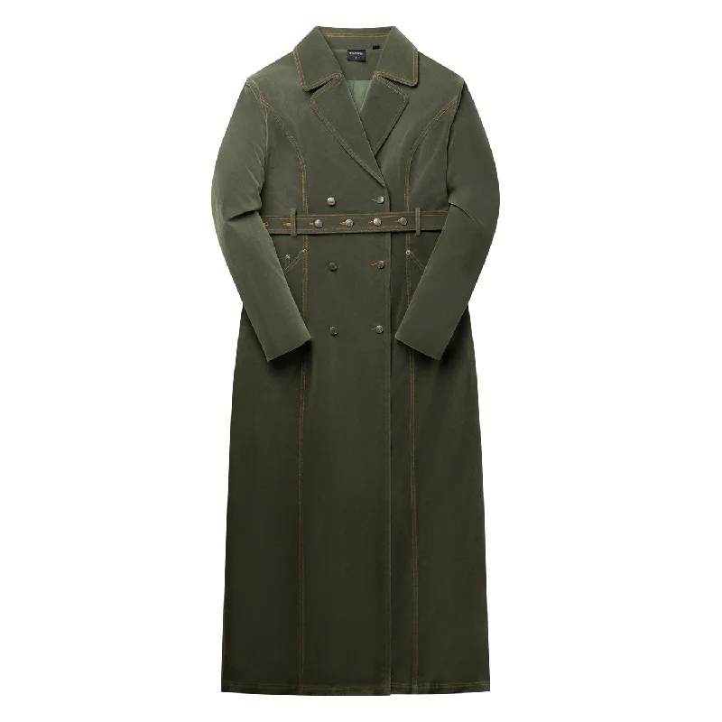 Green Miya Velvet Trenchcoat