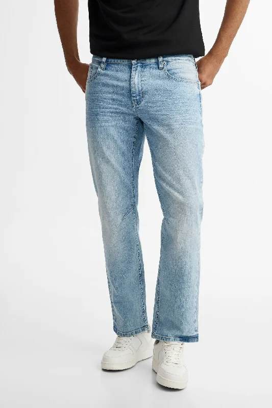 Jeans 5 poches délavé jambe droite - Homme