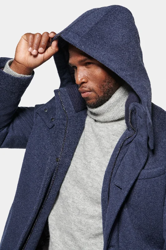 Pure Cashmere Hooded Parka, Imperial Blue