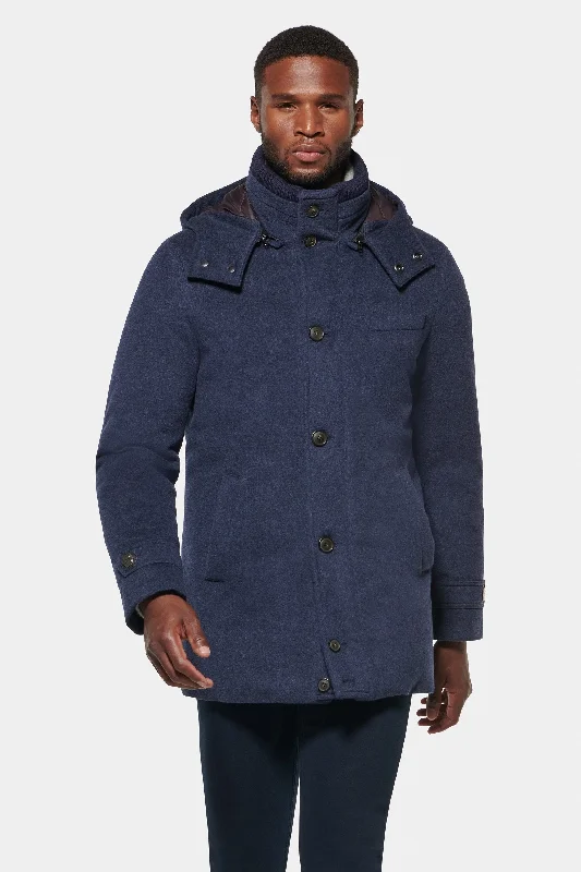 Pure Cashmere Hooded Parka, Imperial Blue