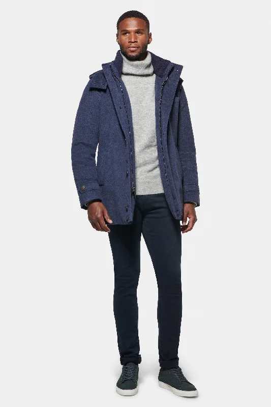 Pure Cashmere Hooded Parka, Imperial Blue