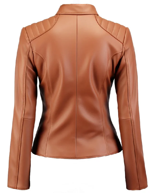 Women Leather Jacket - Brown Jacket for Women