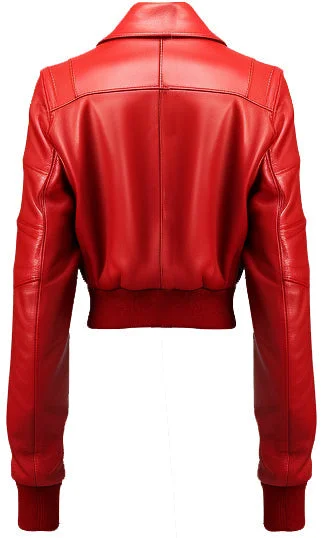 Women Red Bomber Leather Jacket