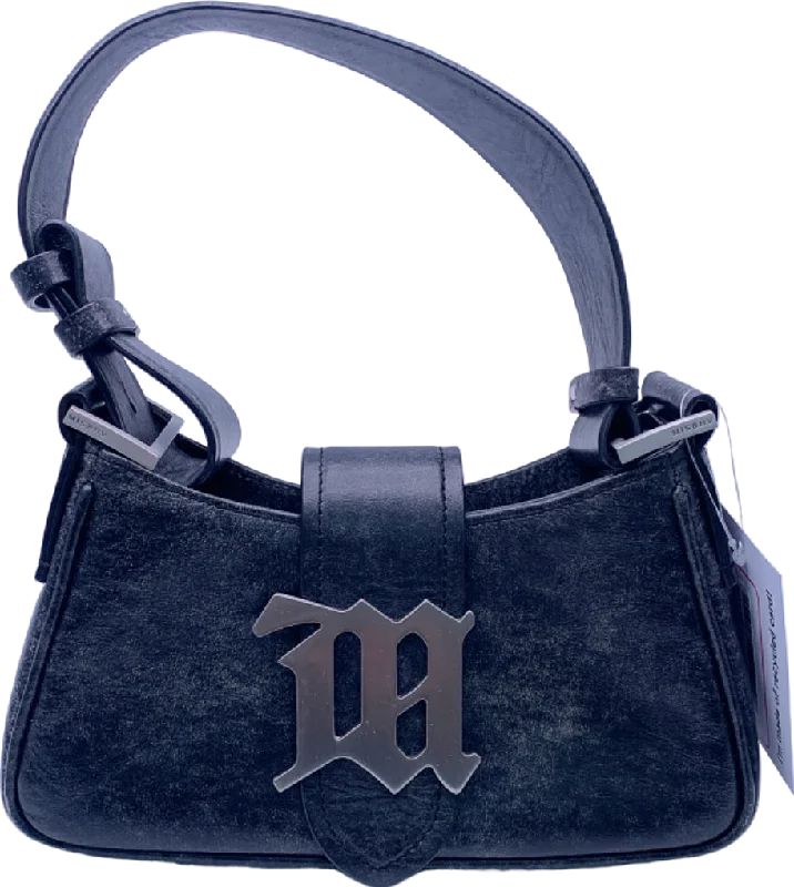 Misbhv Black Leather logo-plaque lshoulder bag