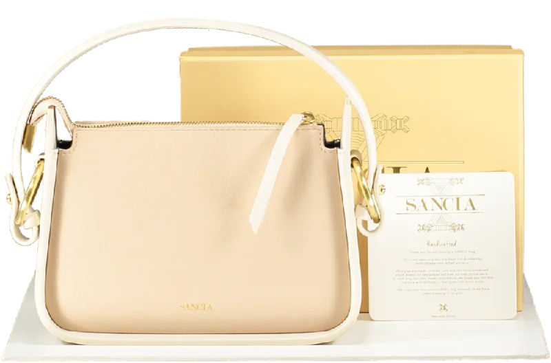 Sancia Beige The Aura Mini Almond Leather Handbag