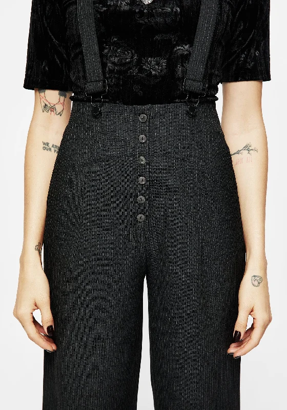 Tilda High Waist Wide Leg Pinstripe Suspender Trousers