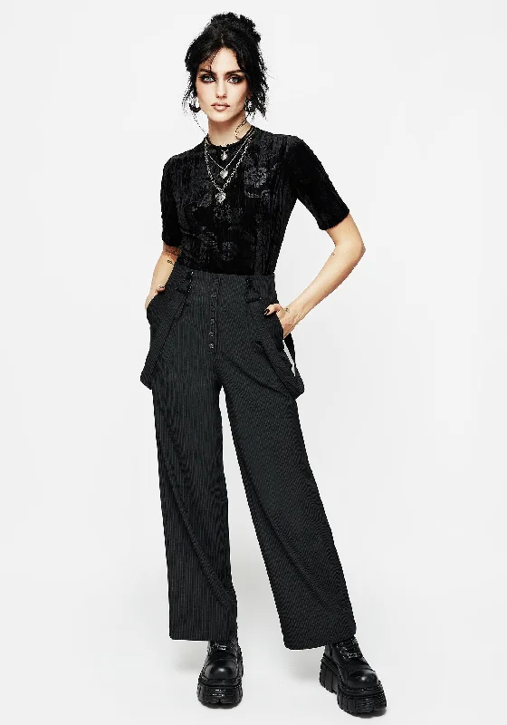 Tilda High Waist Wide Leg Pinstripe Suspender Trousers