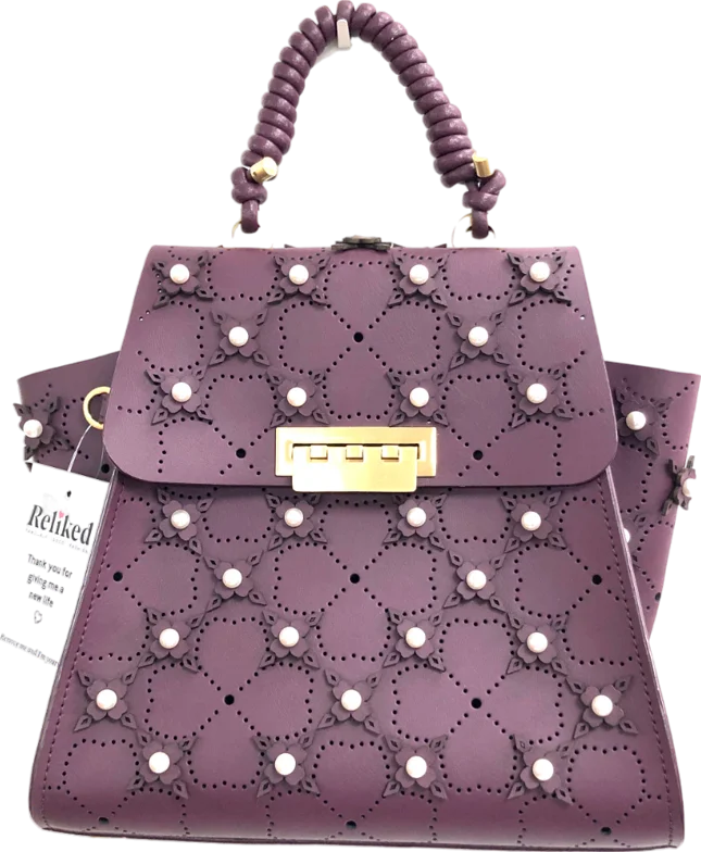 zac zac posen Purple Eartha Floral-appliqué Leather Tote Bag One Size